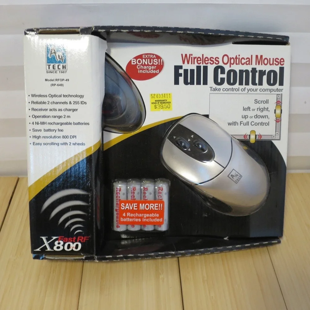 NOS - A4 Tech RFOP-49 RP-649 X800 Wireless Optical Mouse with Dual Scroll Wheels